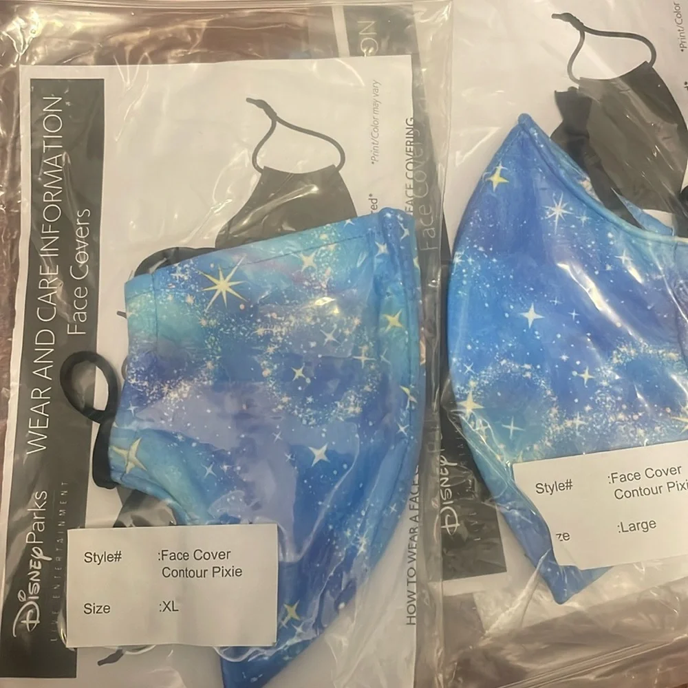 NEW Disney Parks exclusive pixie dust sparkle blue face mask L XL